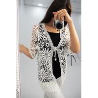 Crista white floral crochet cardi