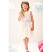 Cream And Lilac PU Sequin Bow Front Dress