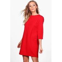 crepe tailored shift dress red