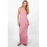 Cross Back Strappy Maxi Dress - antique rose