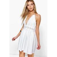 Crochet Lace Skater Dress - white