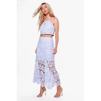 Crochet Crop And Midi Skirt Co-ord - blue