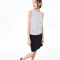 Crocus Print Pleated Silk Top - White