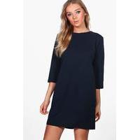 crepe tailored shift dress navy