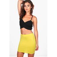 crepe mini skirt chartreuse