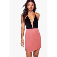 Crepe Asymetric Mini Skirt - peach