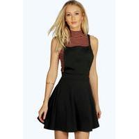 cross back pinafore dress black