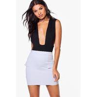 Crepe Panel Detail Mini Skirt - dove