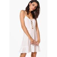 cross front frill skater sundress white