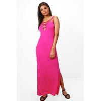 Cross Front Strappy Detail Maxi Dress - cerise