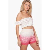 Crochet Dip Dye Festival Shorts - pink