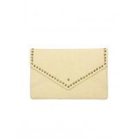 cream studded clutch bag