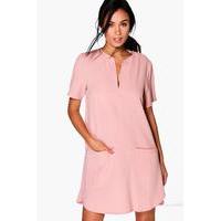 Crepe Curved Hem Shift Dress - antique rose