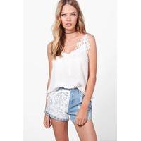 Crochet Studded Mom Shorts - blue