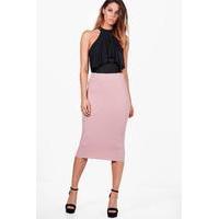 Crepe Stretch Midi Skirt - rose