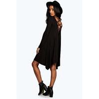 Cross Back Swing Dress - black