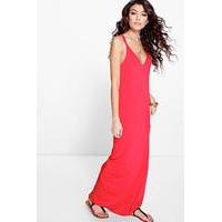 Cross Back Strappy Maxi Dress - poppy