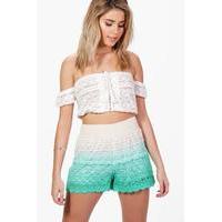 crochet dip dye festival shorts green