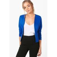 Crop Fitted Blazer - cobalt