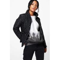 Cropped Quilted Bubble Coat - black