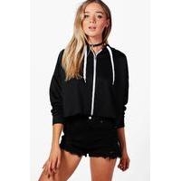 Crop Zip Hoodie - black