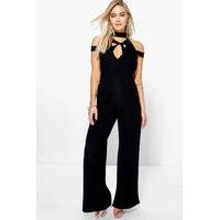 Cross Plunge Jumpsuit - black