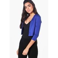 Crop Ponte Edge To Edge Blazer - cobalt