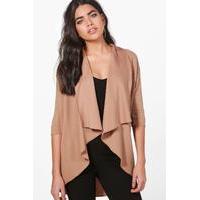 Crepe Waterfall Blazer - camel