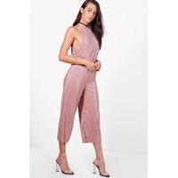 Crinkle Drop Arm Culotte Jumpsuit - rose