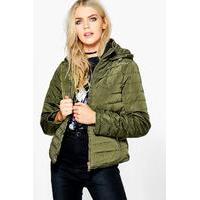 crop hooded bubble coat khaki