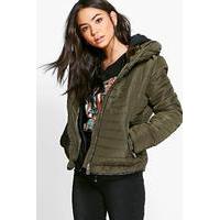 Crop Bubble Coat - khaki