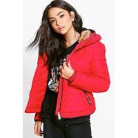 Crop Bubble Coat - red