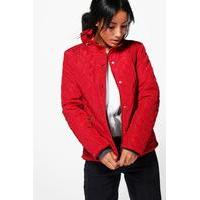 cropped quilted bubble coat red