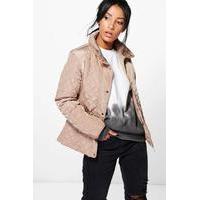 Cropped Quilted Bubble Coat - beige