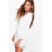 crochet trim playsuit ivory