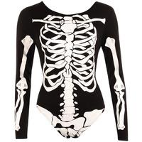 cristal skeleton long sleeve bodysuit black