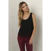 Crochet Lace Detail Vest Top in Black