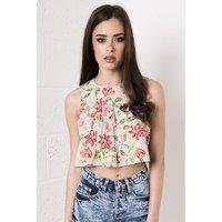 Cropped Floral Smock Top in Red