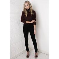 Cropped Long Sleeve Knitted Jumper in Red