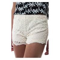 Cream Daisy Print Lace Shorts