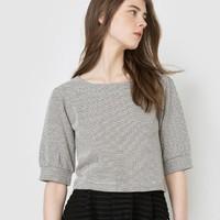 Cropped T-Shirt with 3/4 Length Sleeves