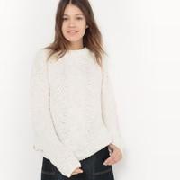 Crew Neck Buttoned Cable Knit Jumper