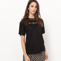 Crew Neck Lace Detail T-Shirt