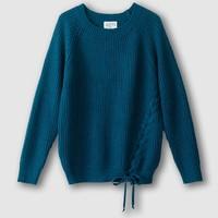 Crew Neck Jumper with Stylish Lacing