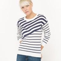 Crew Neck Jumper with Asymmetric Stripes