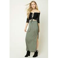 Crinkled Satin Maxi Skirt