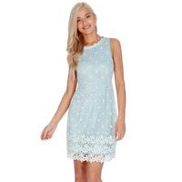 Crochet Lace Sleeveless Mini Dress - Lightblue