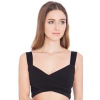 cross over crop top with zip black