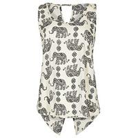 Cream & Black Elephants Print Vest