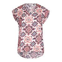 cream coral grey tile print t shirt